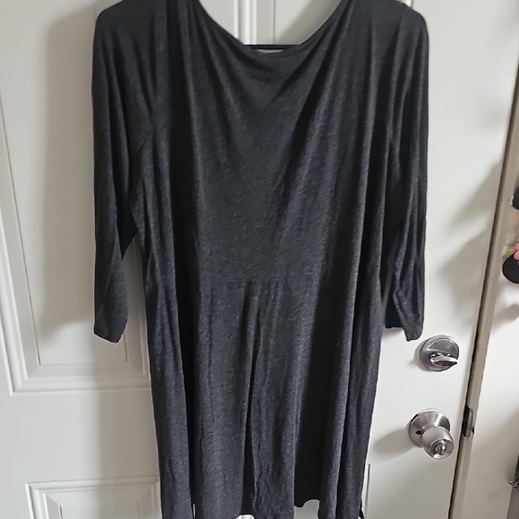 Joan Vass Dark Charcoal Scoop-Neck Tunic - Picture 3 of 6